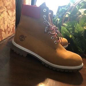 Custom Timberlands w/red and white